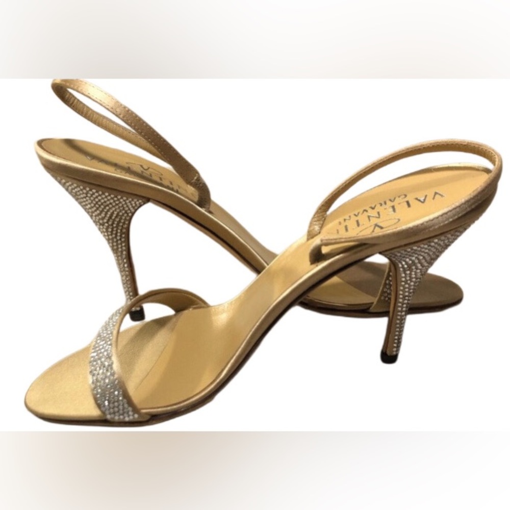 NWOB - VINTAGE Valentino Satin Crystal Embellishments Slingback Sandals